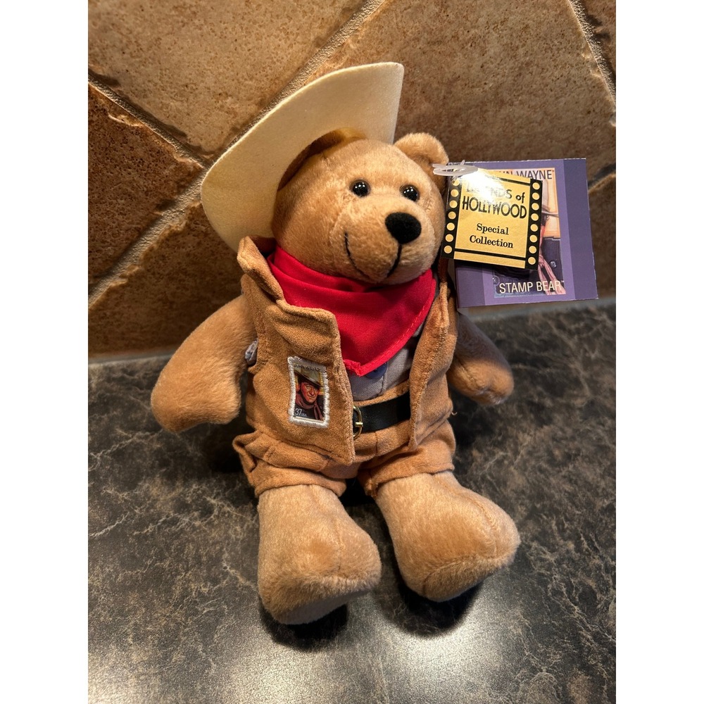 Vintage John Wayne Stamp Bear Legends of Hollywood Special Collection USPS Plush